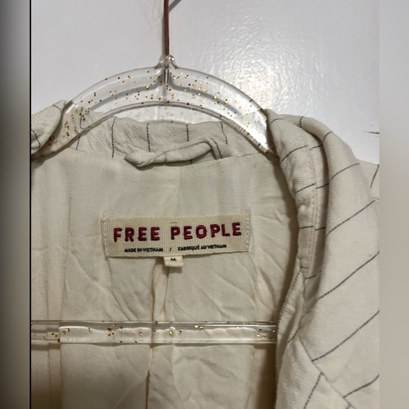 FREE PEOPLE CROSBY LINEN BLAZER STRIPED JACKET Size M - Picture 7 of 8